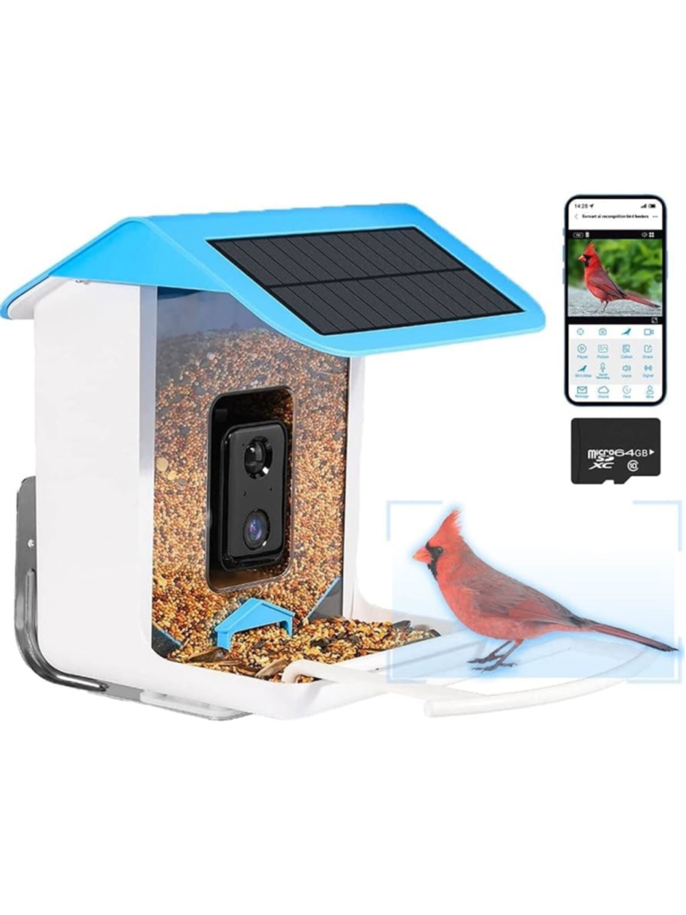 New Bird Feeder Solar Panel WiFi Bluetooth App Watching Smart IA Video Camer